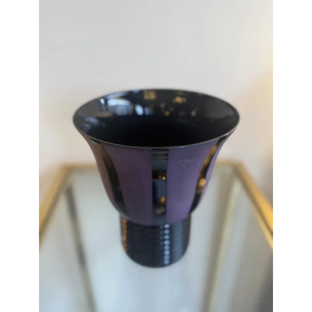 Art Deco Vase in Black Hyalite Glass, 1930 For Sale - Image 10 of 14