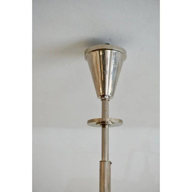 Silver Art Deco Hungarian Chrome Glass Ceiling Lamp, 1930s For Sale - Image 8 of 12