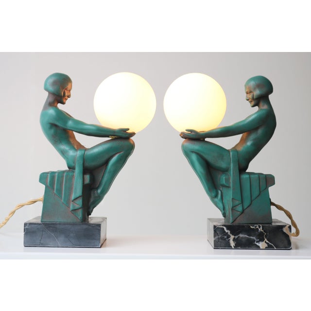 Délassement Table Lamps by Max Le Verrier, 1930, France, Set of 2 For Sale - Image 11 of 14