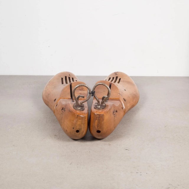 Industrial Antique Wooden Shoe Forms With Metal Handles C.1920 For Sale - Image 3 of 7