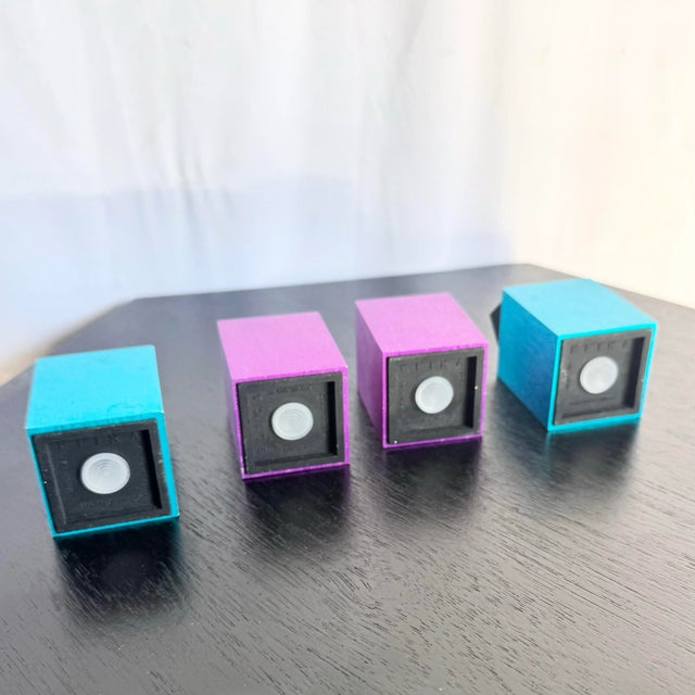 Postmodern Postmodern Blue and Purple Salt and Pepper Shakers by David Tisdale for Elika, 1988 For Sale - Image 3 of 8