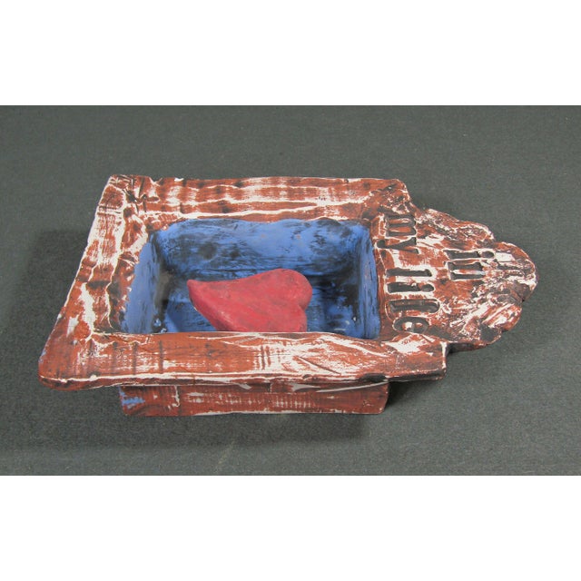 2010s Artist-Signed Folk Art Plaster Heart Wall Sculpture, “In My Life,” 2010 For Sale - Image 5 of 8