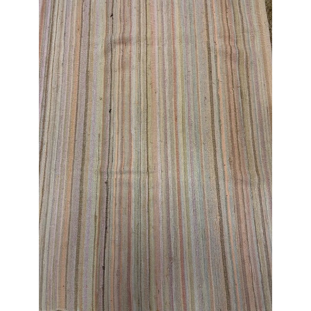 Traditional Vintage Strie Stripe Hand Knotted Fabric in Natural Tones For Sale - Image 3 of 5