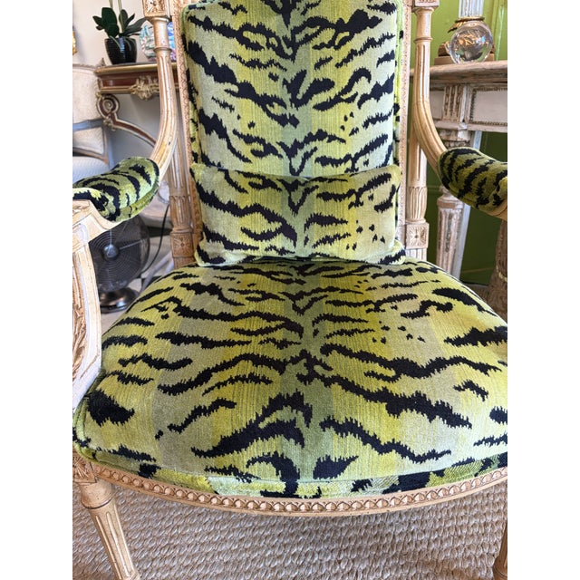 Late 19th Century 19th Century Louis XVI Style French Chairs With Scalamandre Le Tigre Fabric - A Pair For Sale - Image 5 of 8
