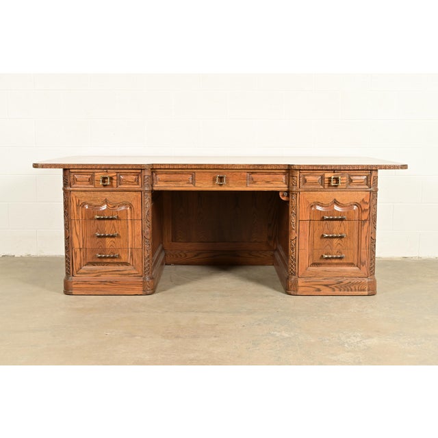Mid-Century Modern Romweber Viking Oak Executive Desk, Circa 1960s For Sale - Image 3 of 12
