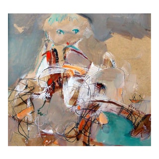Boy Playing, Whimsical, Colorful Original Oil Painting, Expressive & Figurative, 2003 For Sale