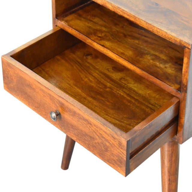 2020s Solid Chestnut Night Table With Brass Details For Sale - Image 5 of 8