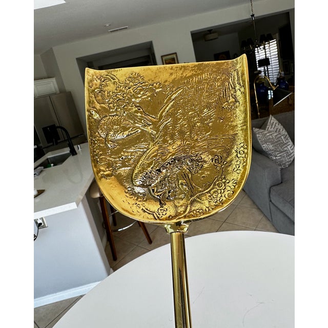 Vintage James Mont Style Brass Fireplace Shovel & Poker Duo – Mid-Century Asian For Sale In Palm Springs - Image 6 of 11