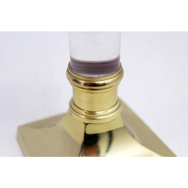 Metal Vintage Brass & Acrylic Glass Candleholder, 1960s For Sale - Image 7 of 11