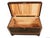 Wood Large English Military Leather Clad Campaign Trunk For Sale - Image 7 of 9