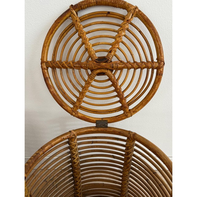 Wood Vintage Italian Rattan and Bamboo Coffee Tables, 1960s, Set of 2 For Sale - Image 7 of 14