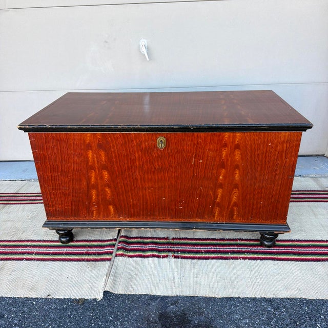 Antique 19th C. Manheim Pa Flame-Grain Painted Blanket Chest With Key For Sale - Image 14 of 18