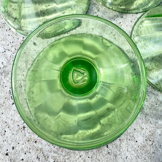 Vintage Green Federal Glass Sherbet Dishes - Set of 8 For Sale - Image 9 of 9