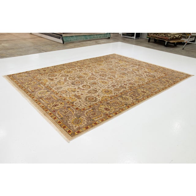 Handmade Paki Peshawar Wool Rug in Beige With Floral Design For Sale - Image 4 of 10