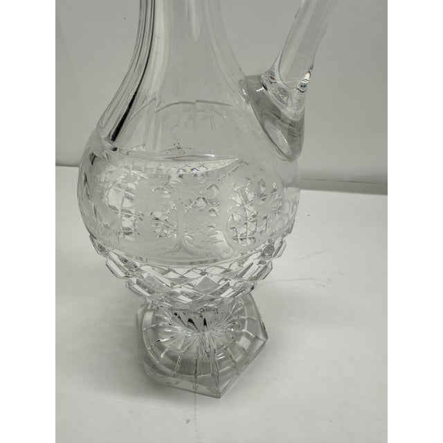 Early 20th Century Early 20th Century Crystal Claret Ewer, Wheel-Engraved Game Frieze, Possibly Val Saint-Lambert For Sale - Image 5 of 11