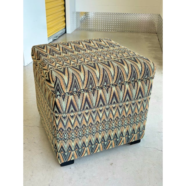 Upholstered Cube Storage Ottomans, a Pair For Sale - Image 9 of 10