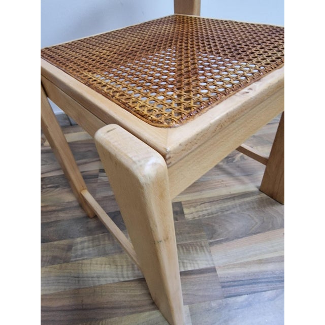 Chair in Beech Wood and Vienna Straw, 1970s, Set of 4 For Sale - Image 9 of 12