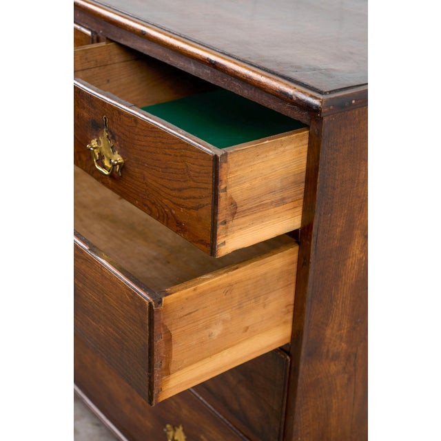 Wood 19th Century Oak Two Over Three Chest With Chippendale Pulls For Sale - Image 7 of 12