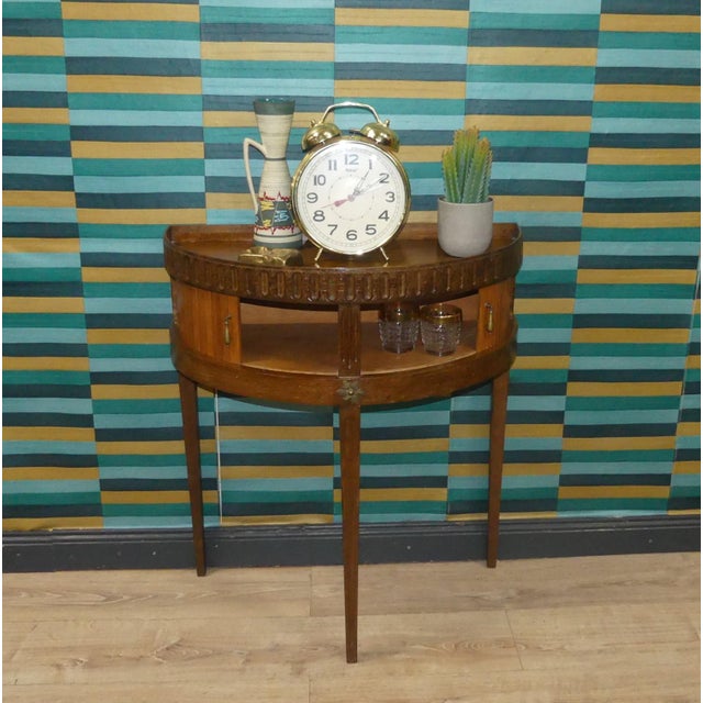 Vintage Demi-Lune Console Table with Mini Chest of Drawers and Slatted Roll-Up Doors, 1970s For Sale - Image 6 of 15