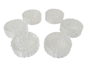 Vintage C.1970's Crystal Diamond Point Napkin Holder Rings - Set/6
