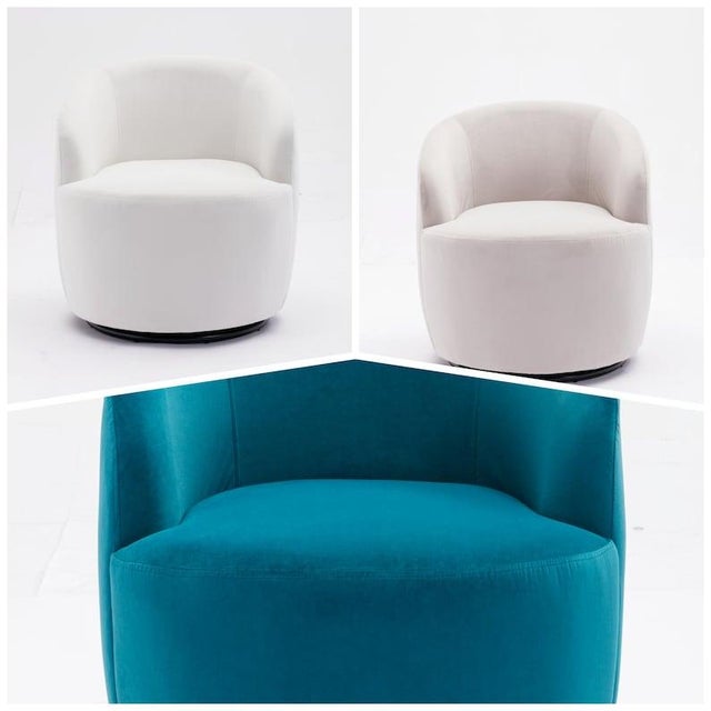 Cozy Swivel Barrel Chair, Modern Boucle Lounge Seating, Compact Accent Furniture For Sale - Image 10 of 17