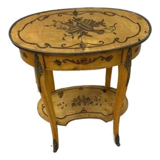 Vintage Italian Two Tier Inlaid Side Table For Sale