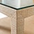 Matthew Izzo Home Douglas Natural Grasscloth Two Drawer Side Table With Open Shelf, Glass Top, and Brass Knobs For Sale In New York - Image 6 of 8
