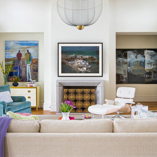 Metal Tobacco Halo Fireplace Screen For Sale - Image 7 of 9