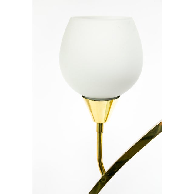 Narrow Brass & Marble MidCentury 4Light Table Lamps With Glass Shades