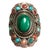 This silver gem pendant ring is adorned with a mesmerizing Malachite gem at its heart. Surrounding the central beauty are...
