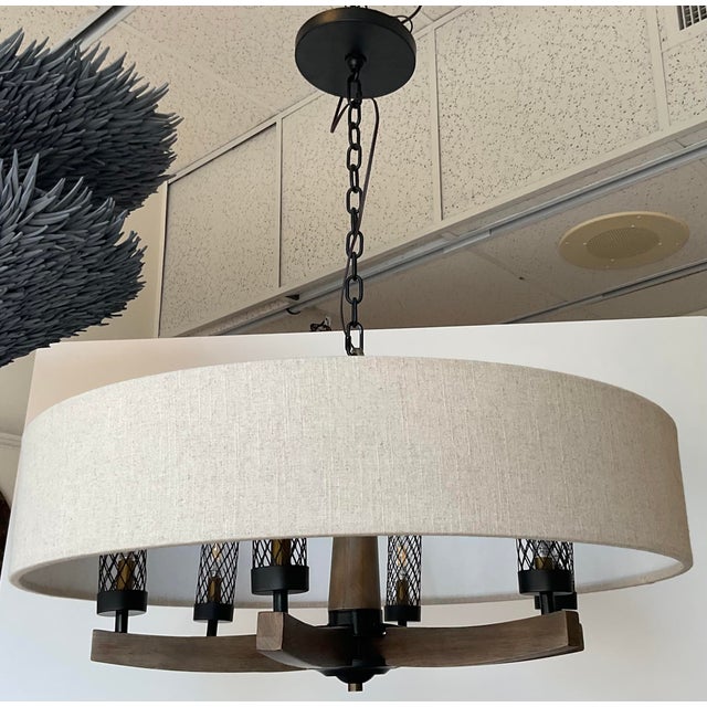 Contemporary Organic Modern Linen Woodall Chandelier For Sale - Image 3 of 5