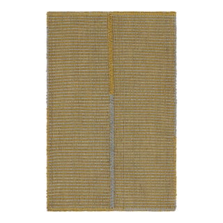 Rug & Kilim’s Contemporary Kilim in Gold and Sky Blue Stripes With Brown Accents For Sale