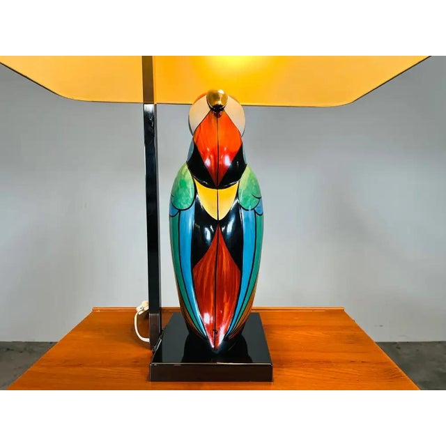 Black Porcelain Toucan Bird Lamp by Manifattura Artistica, Italy Circa 1989 For Sale - Image 8 of 16