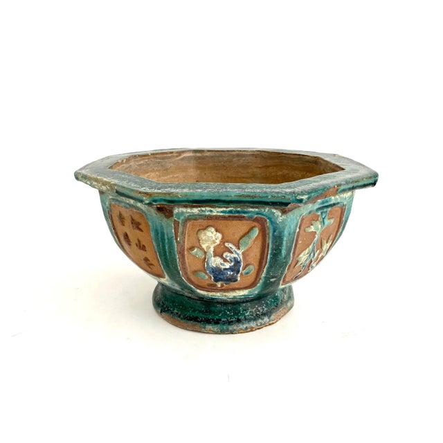 Early 1900s Oversized Chinese Glazed Terracotta Planter For Sale - Image 4 of 6