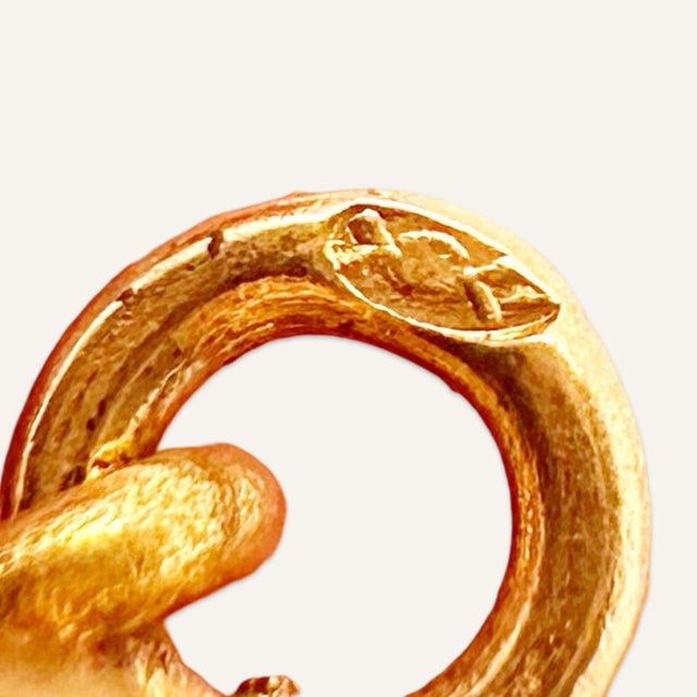 1980s 14k Yellow Gold Drop Chain Earrings - 2 Pieces For Sale - Image 4 of 5