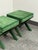 Hollywood Regency Style Green Velvet X-Base Ottoman Stools, Pair For Sale - Image 12 of 12