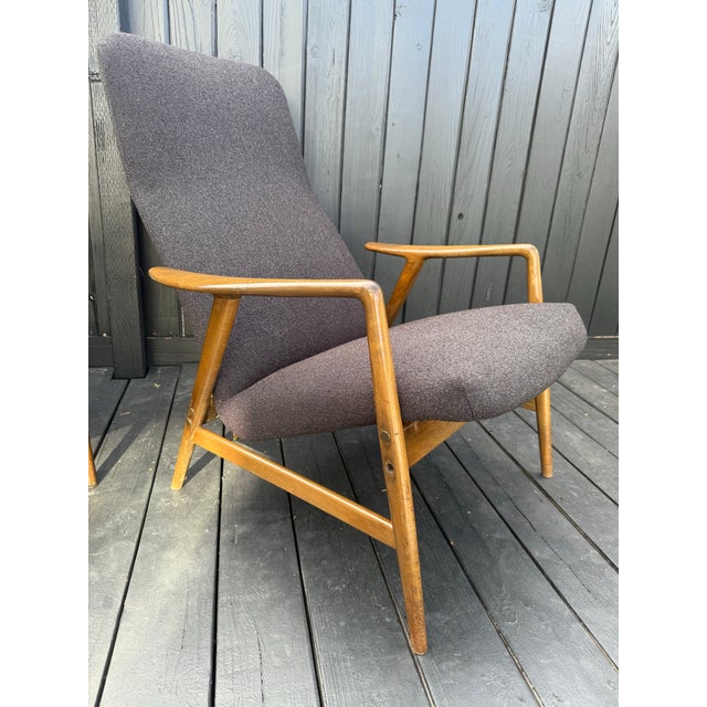 1960s Mid 20th Century Danish Lounge Chairs With New Upholstery Attributed to Folke Ohlsson for Dux – Pair For Sale - Image 5 of 11