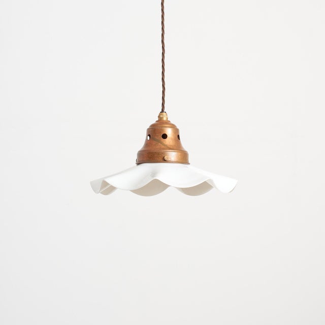 Antique french coolie milk glass pendant light – g an early french glass coolie pendant light. An unusual shaped milk...
