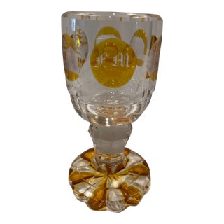Antique Bohemian Amber German Goblet For Sale