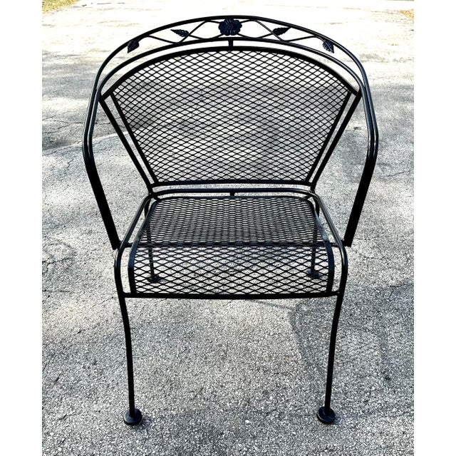 Late 20th Century Sam Blount Wrought Iron Patio Chairs & Dining Table