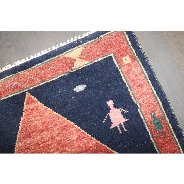 Red Vintage Inspired Persian Gabbeh rug no. j4777 For Sale - Image 8 of 8