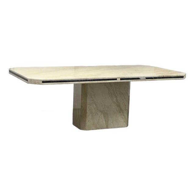 Circa 1990's Custom Design Marble Table Top Pedestal Base For Sale