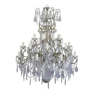 Louis XV Style Italian Crystal Beaded Arm Chandelier, Circa 1940s For Sale