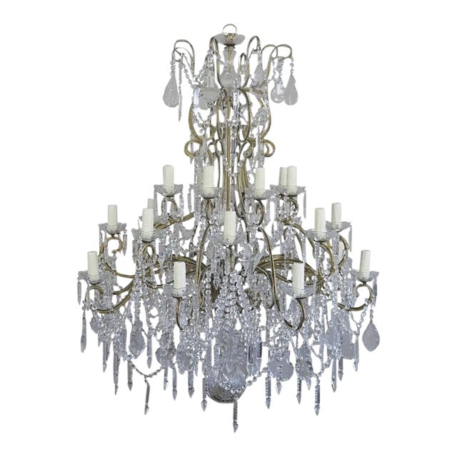 Louis XV Style Italian Crystal Beaded Arm Chandelier, Circa 1940s For Sale