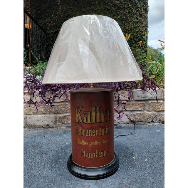 Mid 20th Century Vintage German Coffee Roaster Advertising Tin Table Lamp For Sale - Image 5 of 5