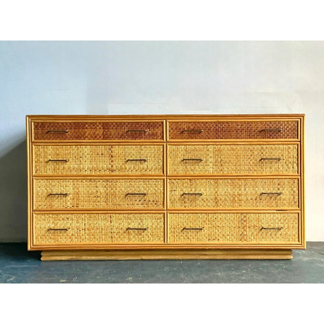 Vintage Boho Woven Rattan Dresser For Sale - Image 4 of 6