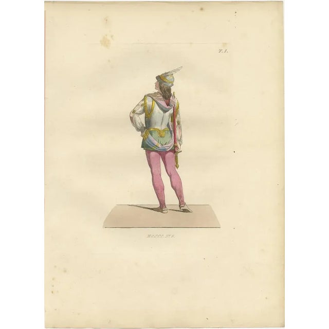 Mercuri, Royal and Noble Costume Prints: D'Anjou, Military Attire, Young Squire, 1845, Prints, Set of 3 For Sale - Image 3 of 10