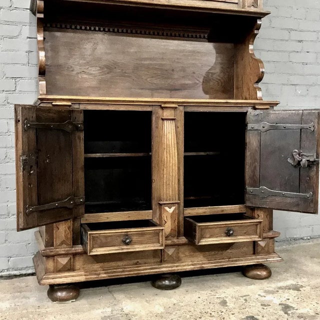 18th Century Rustic Dutch Stripped Oak Two-Tiered Buffet For Sale - Image 12 of 13