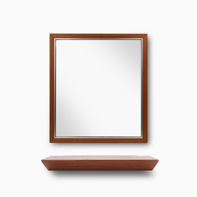 Mid-Century Teak Mirror with Shelf from De Coene, Belgium, 1960s, Set of 2 For Sale - Image 16 of 16