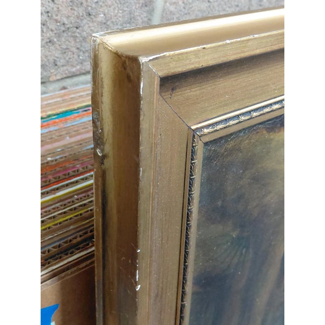 Antique Framed Cattle Watering Oil on Canvas Painting For Sale - Image 9 of 11